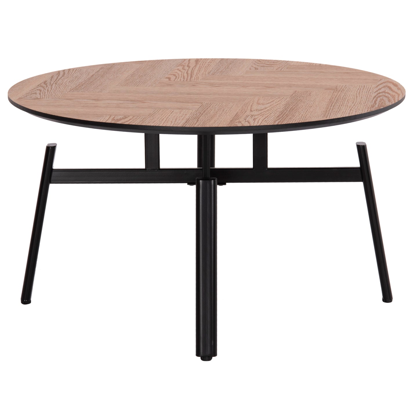 Coffee Table Swivelling Norton Hm18035.03 Metal Legs In Black-mdf Top In Sonama Φ80x45.5hcm.