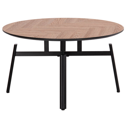 Coffee Table Swivelling Norton Hm18035.03 Metal Legs In Black-mdf Top In Sonama Φ80x45.5hcm.