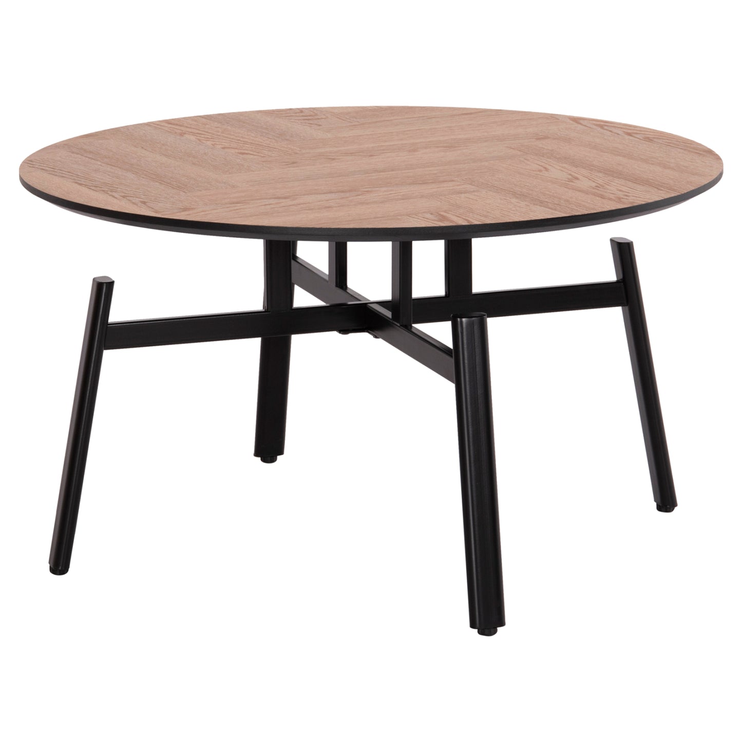 Coffee Table Swivelling Norton Hm18035.03 Metal Legs In Black-mdf Top In Sonama Φ80x45.5hcm.