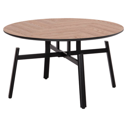 Coffee Table Swivelling Norton Hm18035.03 Metal Legs In Black-mdf Top In Sonama Φ80x45.5hcm.