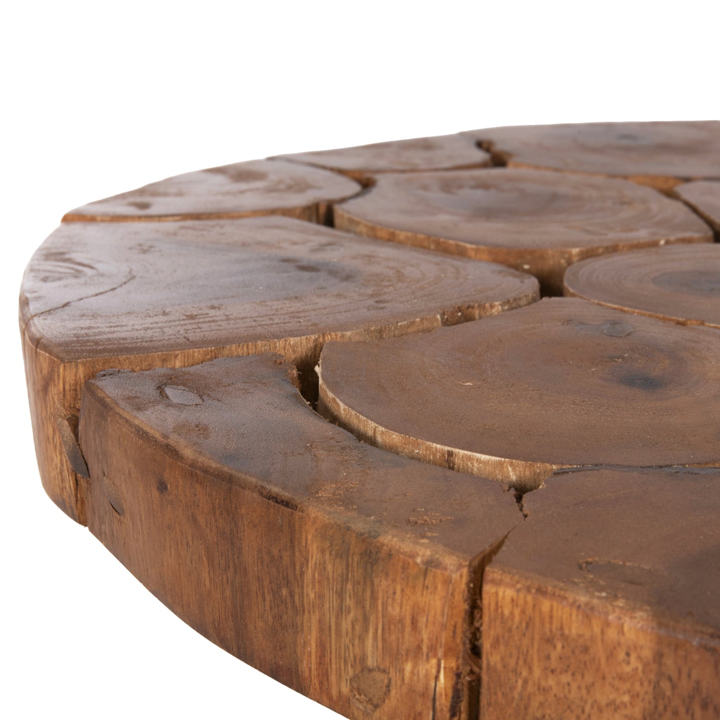 Coffee Table Ribben Hm9553 Solid Suar Wood In Natural-black Metal Legs Φ80x45hcm.