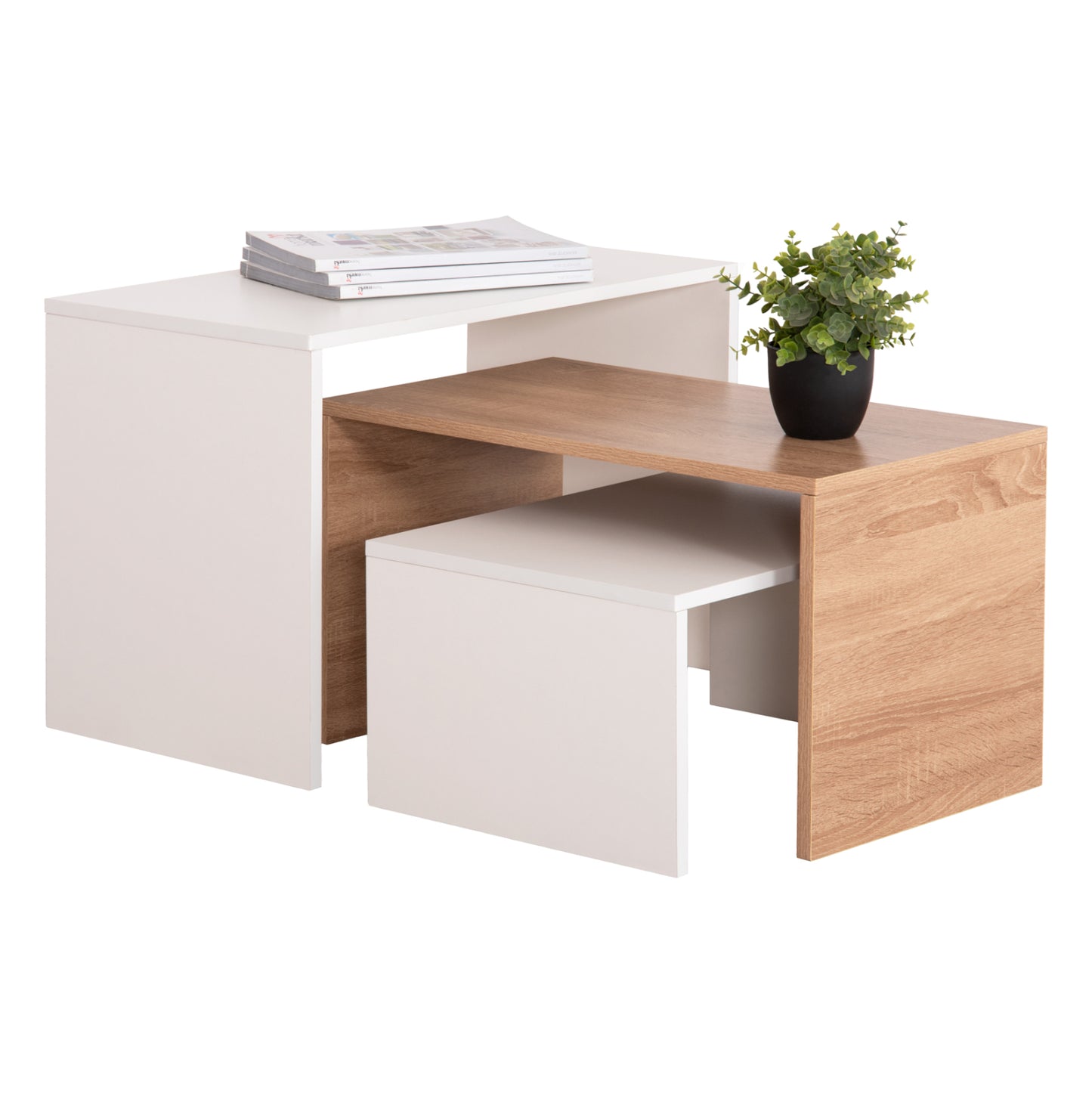 Coffee Tables 3pcs Set Bentil Hm9444.11 Melamine In Sonama-white 65x35x45hcm.