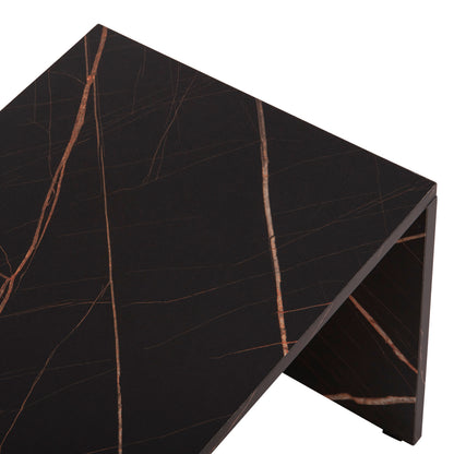 Coffee Tables 3pcs Set Bentil Hm9444.12 Melamine In Walnut-black Marble 65x35x45hcm.