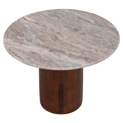 Coffee Table Round Maled ΗΜ18002 Grey Marble-mango Wood Φ60x44,5hcm.