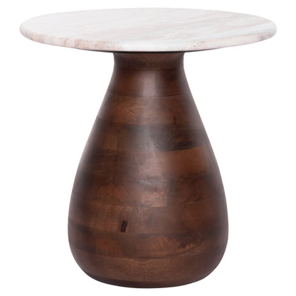 Coffee Table Round Maled Hm18003 White Marble-mango Wood Φ40x40.5hcm.