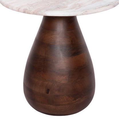 Coffee Table Round Maled Hm18003 White Marble-mango Wood Φ40x40.5hcm.