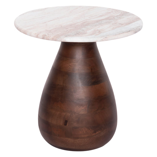 Coffee Table Round Maled Hm18003 White Marble-mango Wood Φ40x40.5hcm.