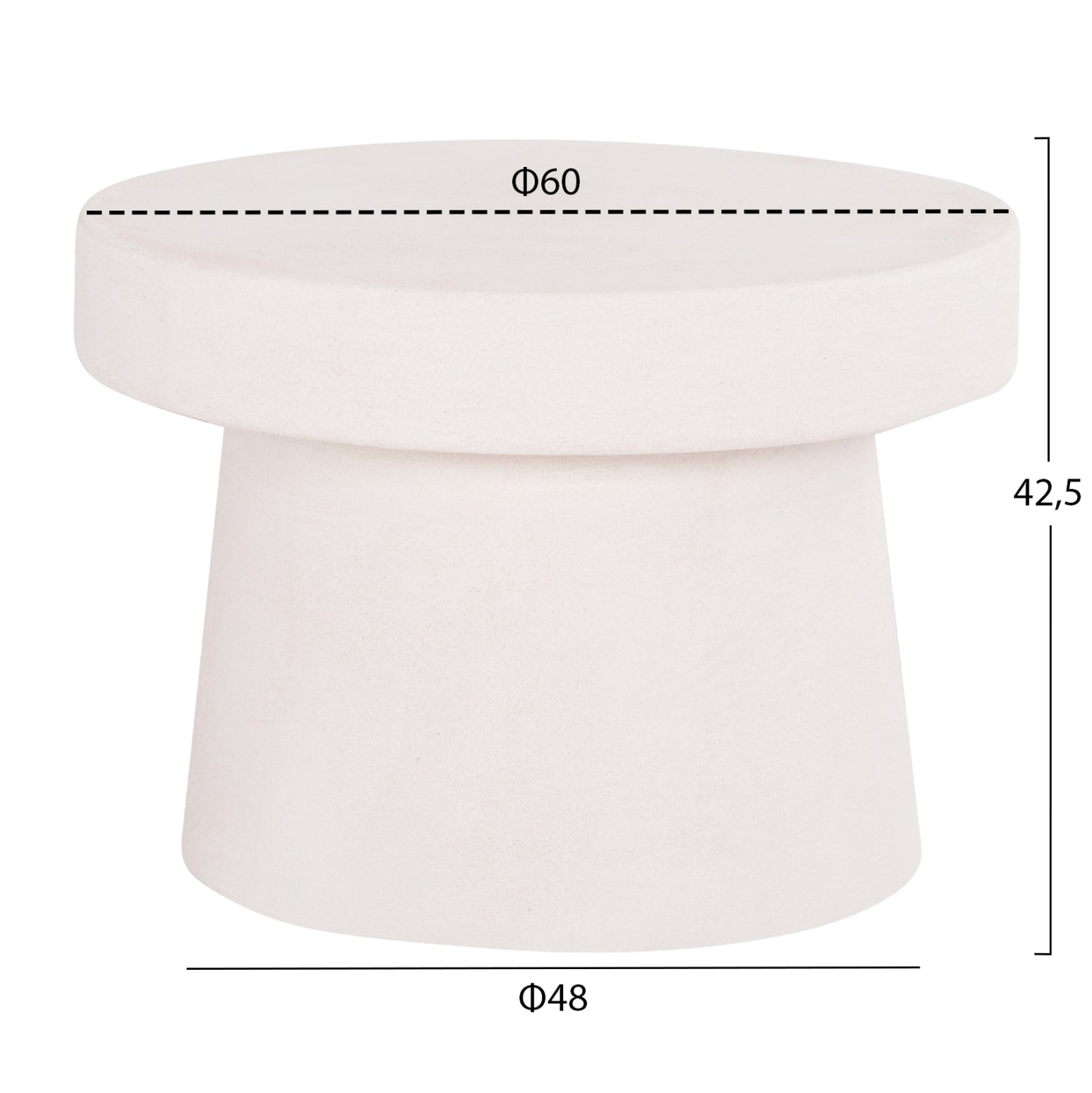 Coffee Table Round Series Santorini Hm18051 Mdf In Off-white Color Φ60x42.5hcm.