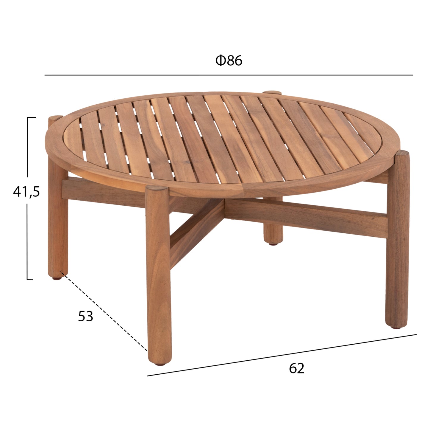 Outdoor Round Coffee Table Sanji Hm6228 Acacia Wood In Natural Color Φ86x41,5hcm