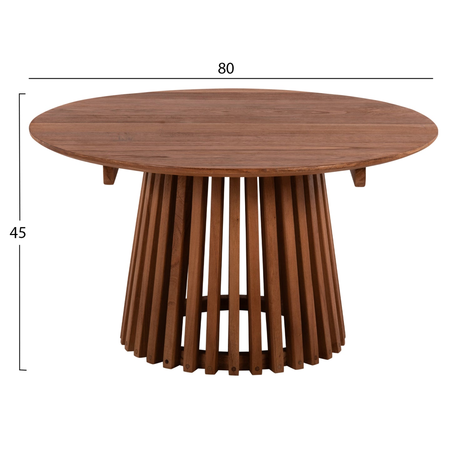 Coffee Table Round Frantz Hm9387.11 Solid Mindi Wood-natural Φ80x45h Cm.