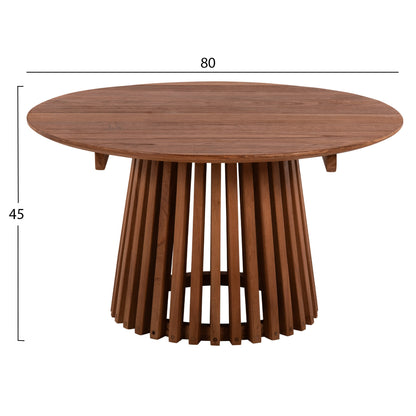 Coffee Table Round Frantz Hm9387.11 Solid Mindi Wood-natural Φ80x45h Cm.