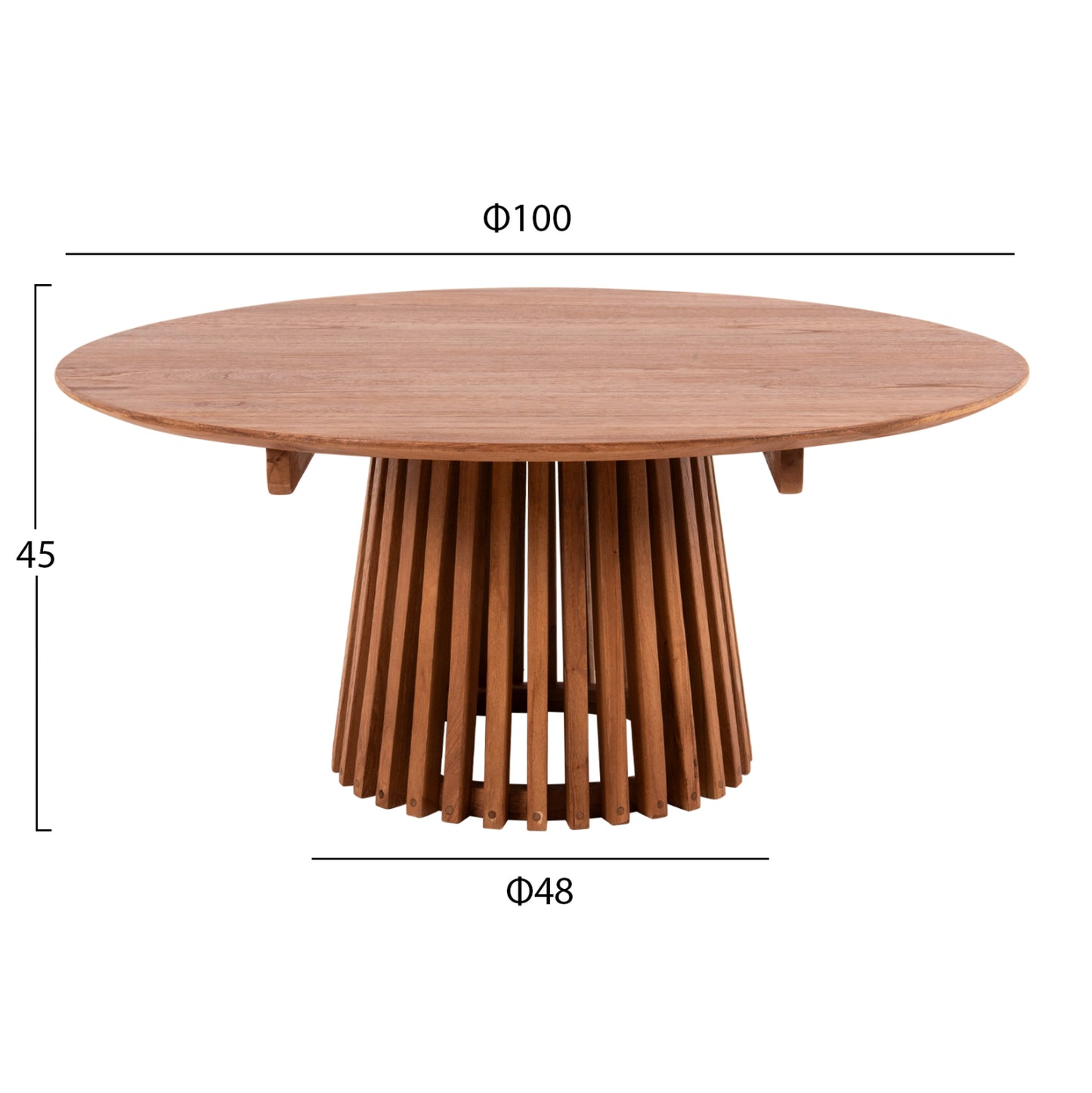 Coffee Table Round Frantz Hm9523.11 Solid Mindi Wood-natural Φ100x45hcm.