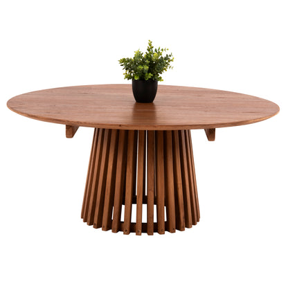 Coffee Table Round Frantz Hm9523.11 Solid Mindi Wood-natural Φ100x45hcm.