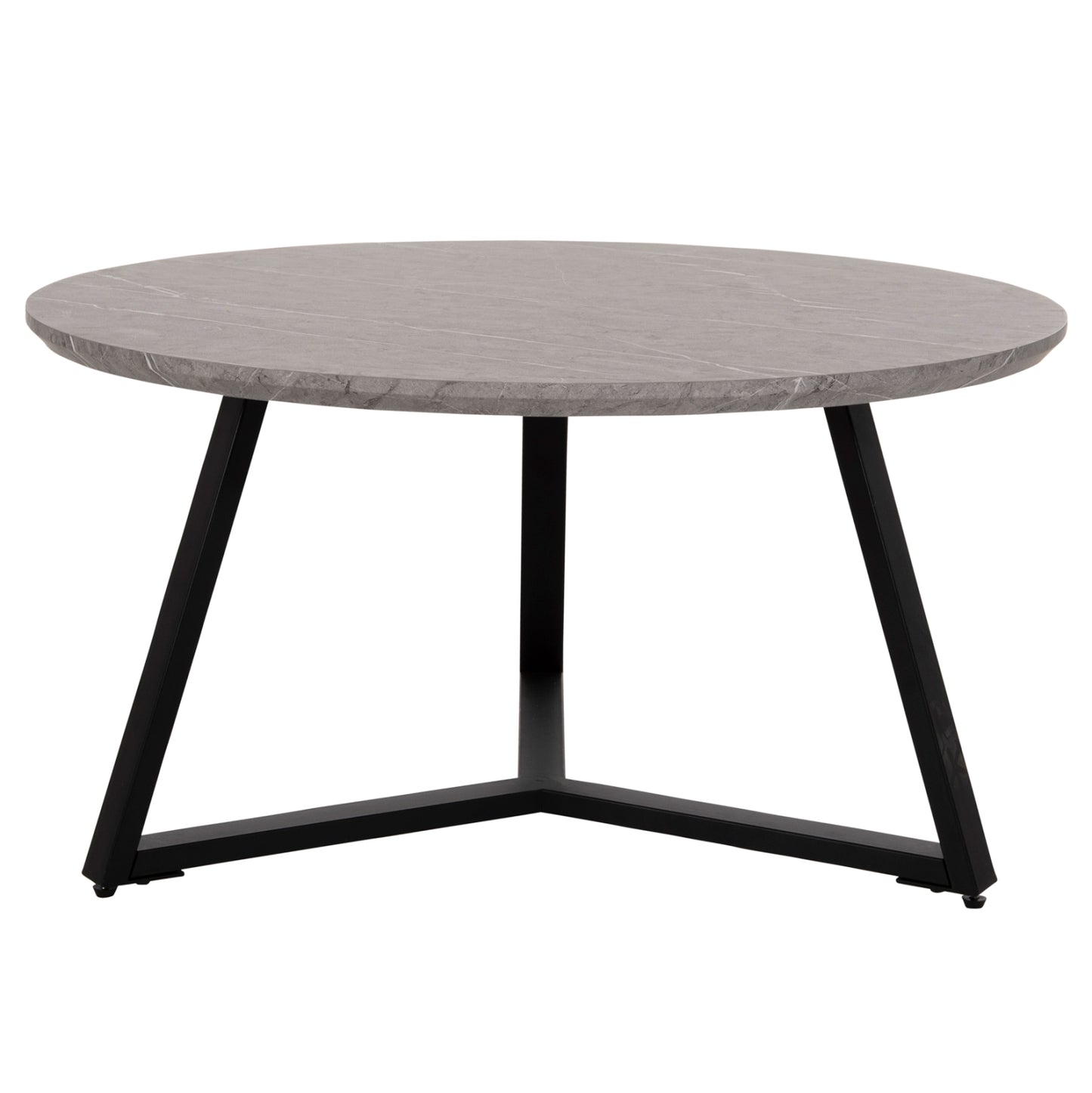 Coffee Table Round Hm9586.02 Mdf Grey Marble-black Textured Metal Base Φ80x42hcm.