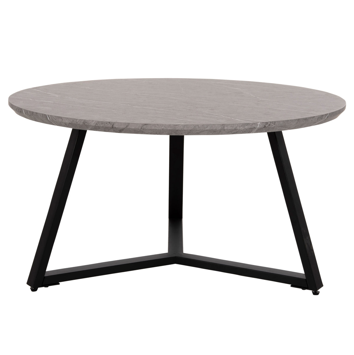 Coffee Table Round Hm9586.02 Mdf Grey Marble-black Textured Metal Base Φ80x42hcm.