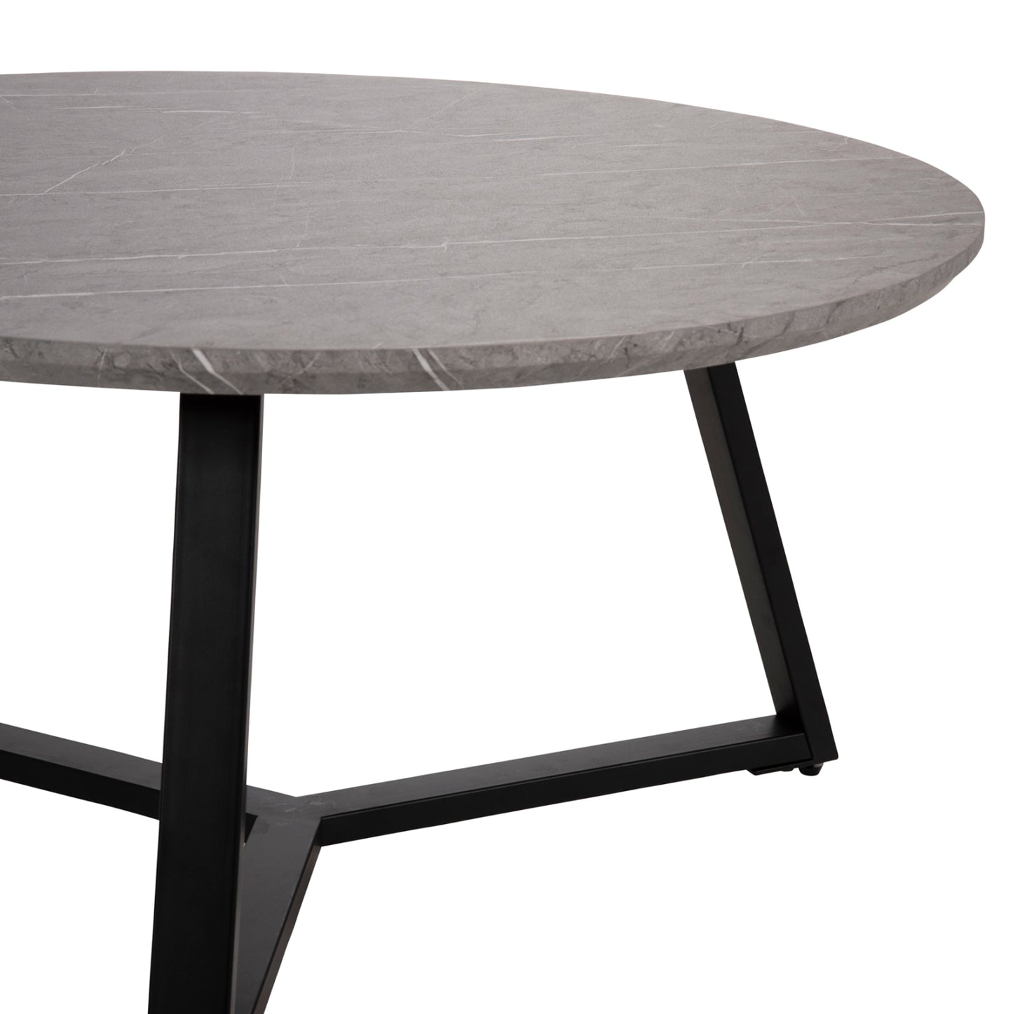 Coffee Table Round Hm9586.02 Mdf Grey Marble-black Textured Metal Base Φ80x42hcm.