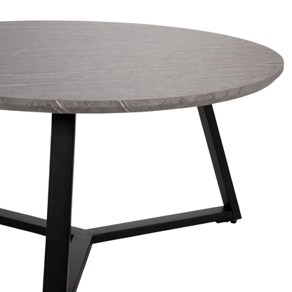 Coffee Table Round Hm9586.02 Mdf Grey Marble-black Textured Metal Base Φ80x42hcm.