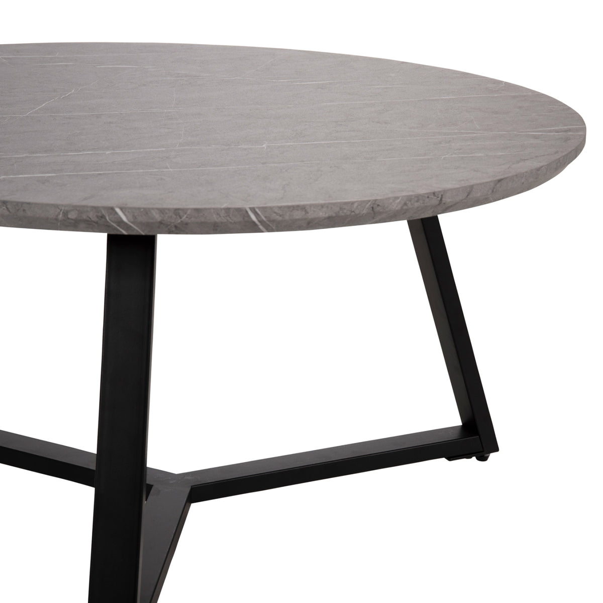Coffee Table Round Hm9586.02 Mdf Grey Marble-black Textured Metal Base Φ80x42hcm.