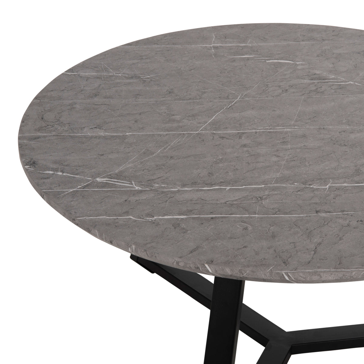 Coffee Table Round Hm9586.02 Mdf Grey Marble-black Textured Metal Base Φ80x42hcm.