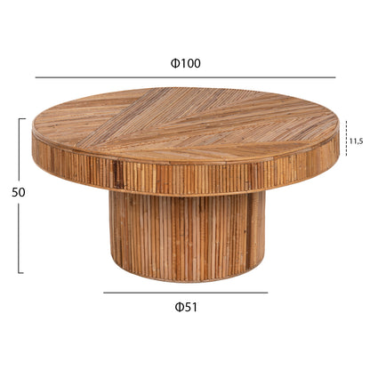 Coffee Table Round Gatsby Hm9651 Rattan In Natural Color Φ100x50hcm.