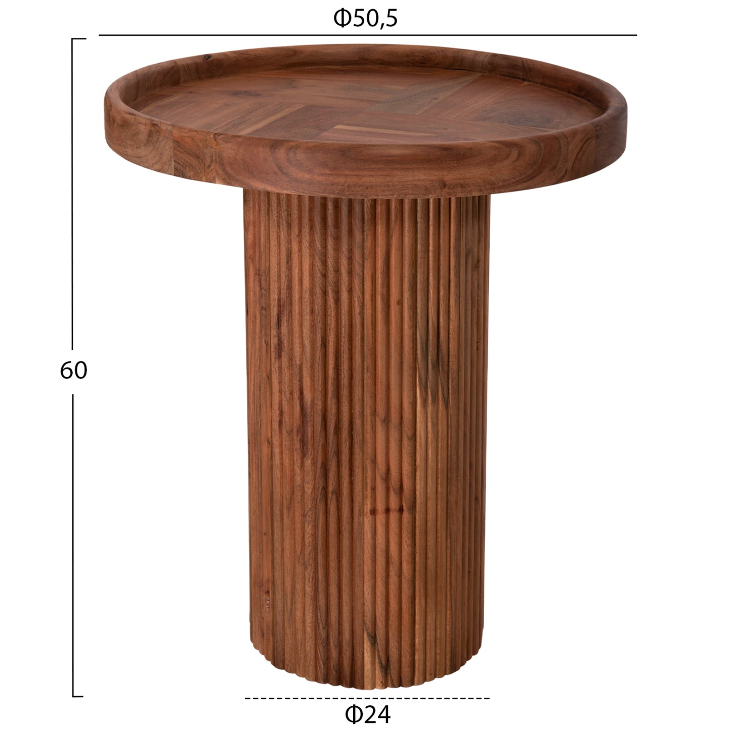Coffee Table Round Rajjeh Hm9692 Solid Acacia Wood In Natural Φ50x60hcm.