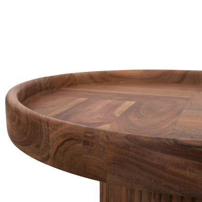 Coffee Table Round Rajjeh Hm9692 Solid Acacia Wood In Natural Φ50x60hcm.