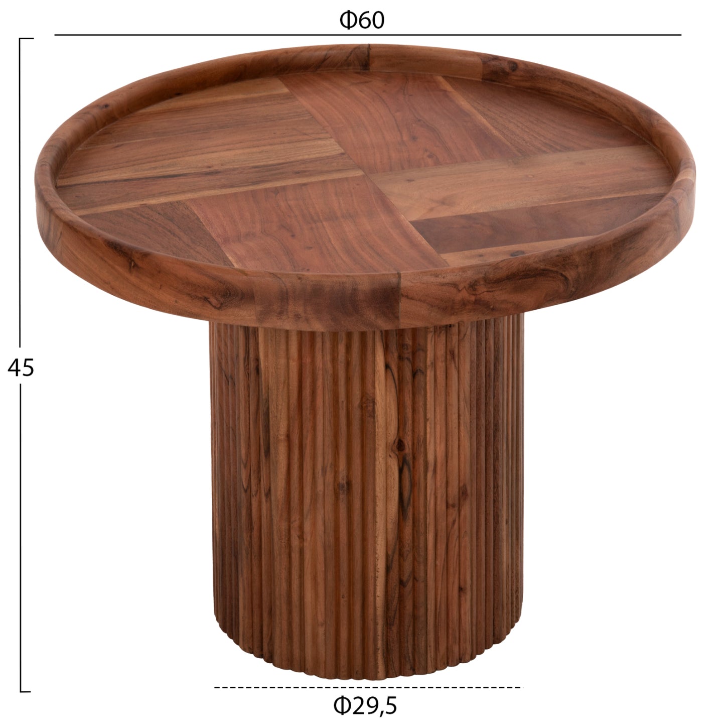 Coffee Table Round Rajjeh Hm9693 Solid Acacia Wood In Natural Color Φ60x45hcm.