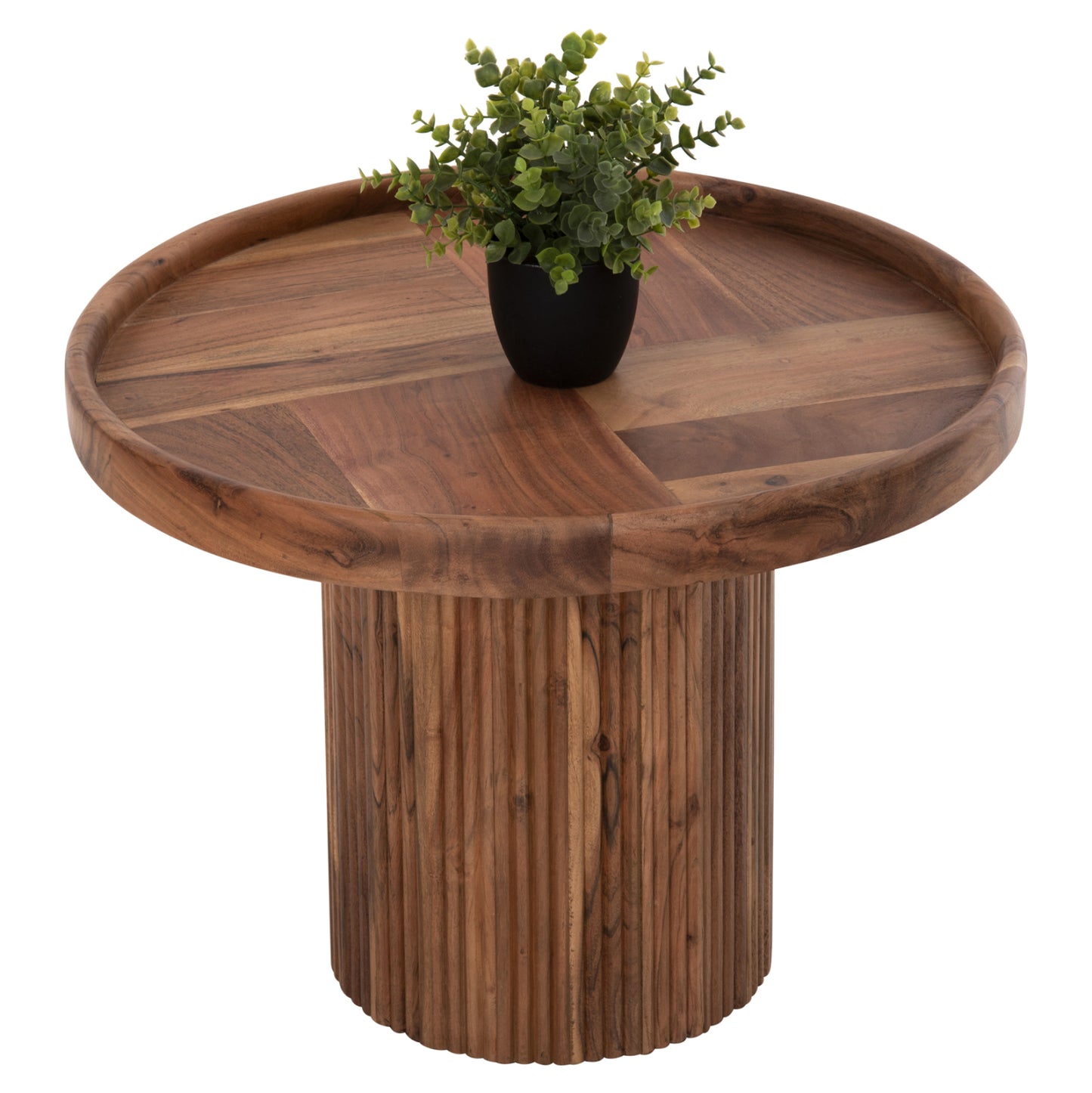 Coffee Table Round Rajjeh Hm9693 Solid Acacia Wood In Natural Color Φ60x45hcm.
