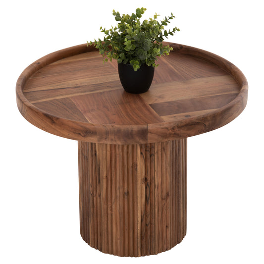 Coffee Table Round Rajjeh Hm9693 Solid Acacia Wood In Natural Color Φ60x45hcm.