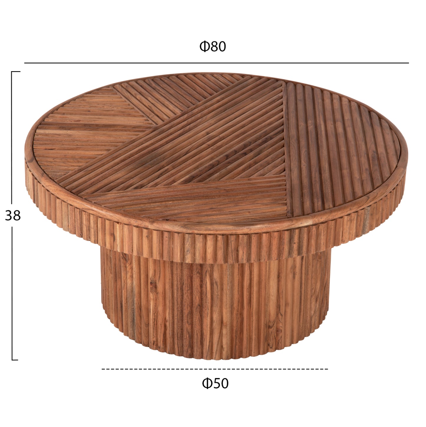 Coffee Table Round Ranne Hm9694 Solid Acacia Wood In Natural Color Φ80x38hcm.