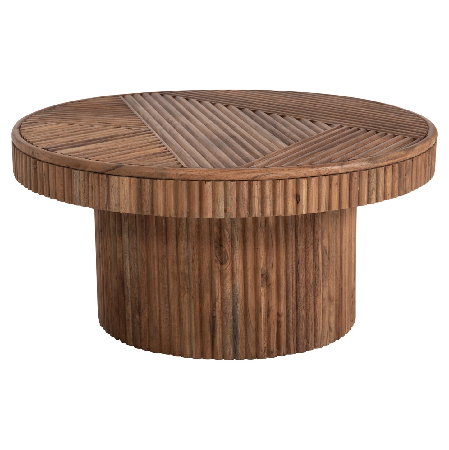 Coffee Table Round Ranne Hm9694 Solid Acacia Wood In Natural Color Φ80x38hcm.