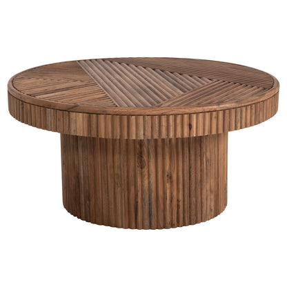 Coffee Table Round Ranne Hm9694 Solid Acacia Wood In Natural Color Φ80x38hcm.