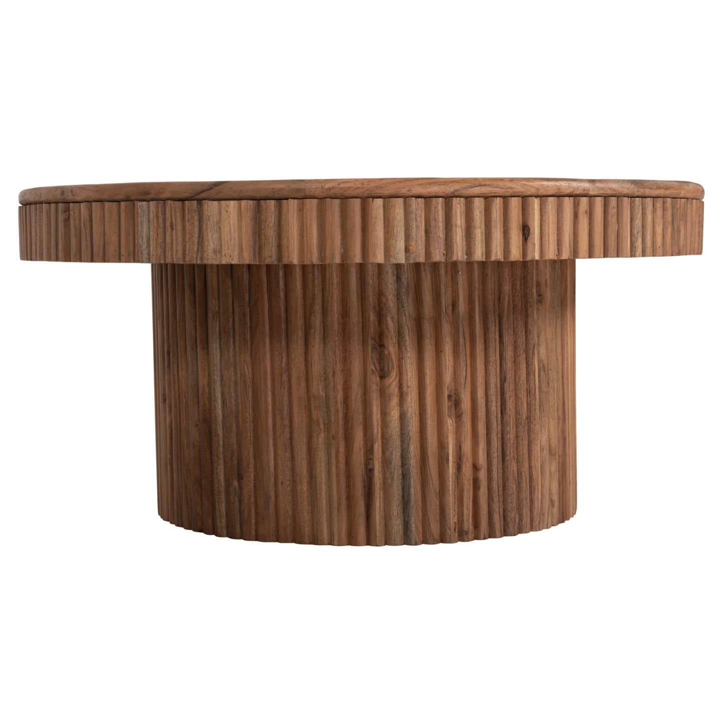 Coffee Table Round Ranne Hm9694 Solid Acacia Wood In Natural Color Φ80x38hcm.