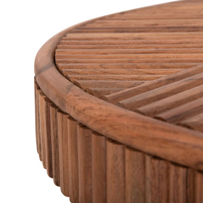 Coffee Table Round Ranne Hm9694 Solid Acacia Wood In Natural Color Φ80x38hcm.