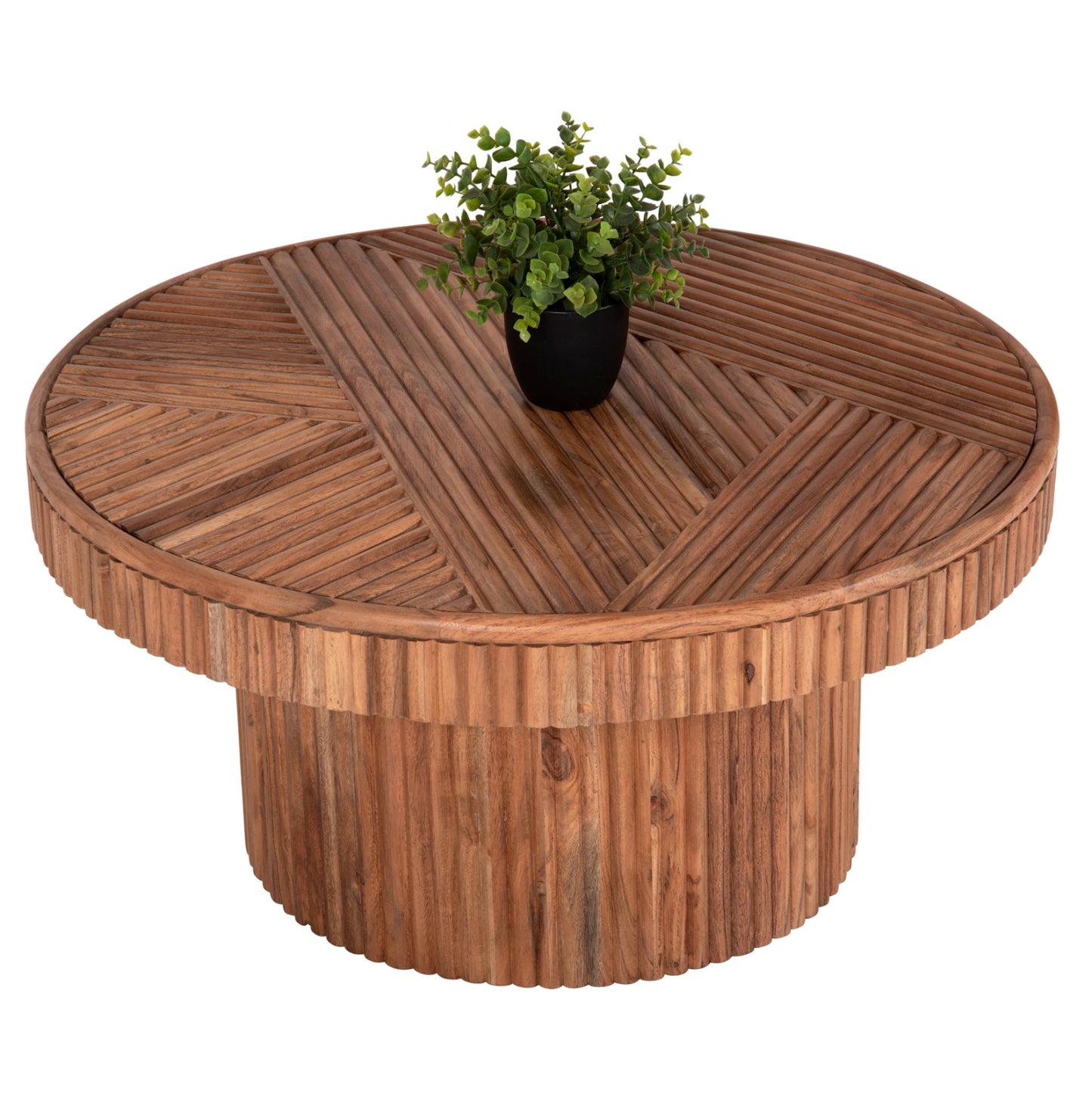 Coffee Table Round Ranne Hm9694 Solid Acacia Wood In Natural Color Φ80x38hcm.