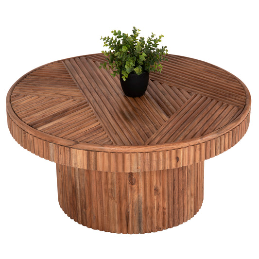 Coffee Table Round Ranne Hm9694 Solid Acacia Wood In Natural Color Φ80x38hcm.