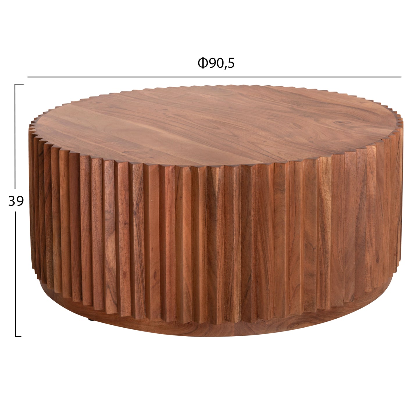Coffee Table Round Sedge Hm9695 Solid Acacia Wood-natural Color Φ90Χ38hcm.