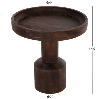 Coffee Table Round Cramm Hm9700 Solid Mango Wood In Dark Brown Φ45x47hcm.
