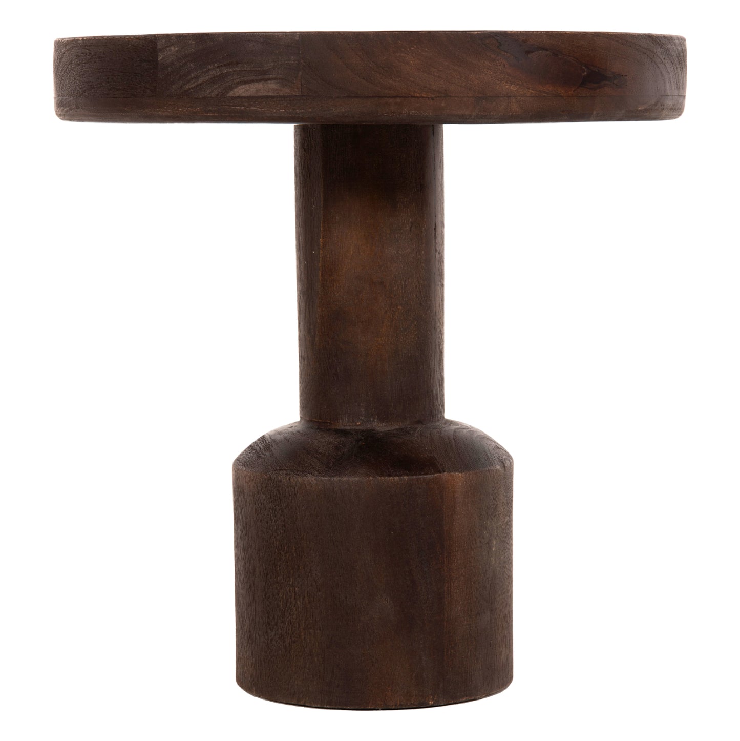 Coffee Table Round Cramm Hm9700 Solid Mango Wood In Dark Brown Φ45x47hcm.