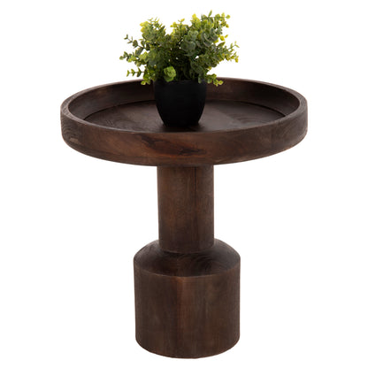 Coffee Table Round Cramm Hm9700 Solid Mango Wood In Dark Brown Φ45x47hcm.