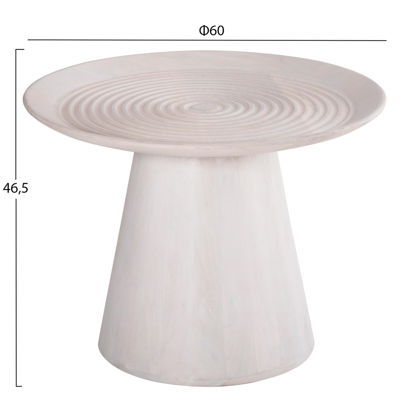 Coffee Table Round Ross Hm9709 Solid Mango Wood In White Φ60x45hcm.