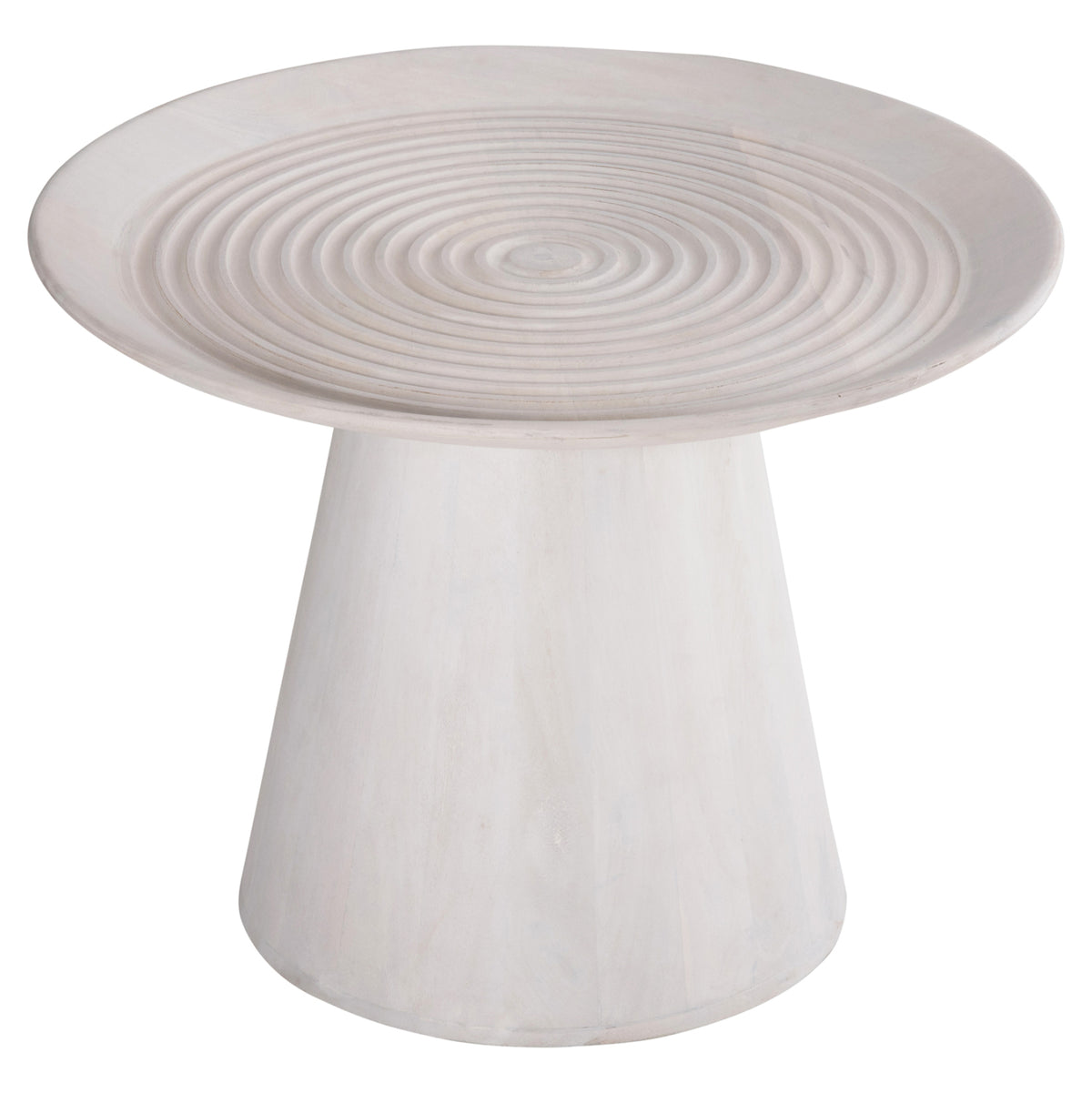 Coffee Table Round Ross Hm9709 Solid Mango Wood In White Φ60x45hcm.