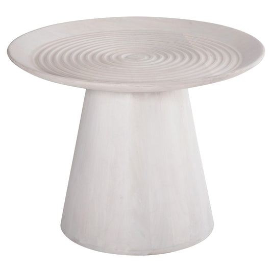 Coffee Table Round Ross Hm9709 Solid Mango Wood In White Φ60x45hcm.