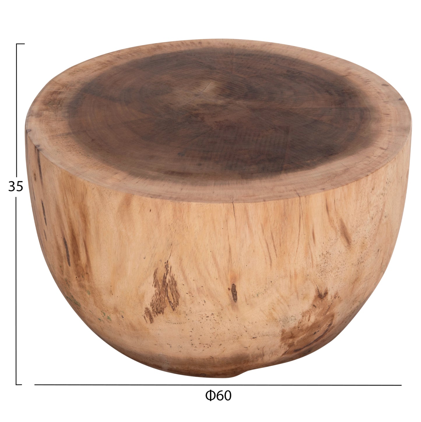 Coffee Table Round Pompu Hm9794.11 Solid Suar Wood In Natural Color Φ60x35hcm.