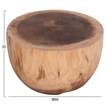 Coffee Table Round Pompu Hm9794.11 Solid Suar Wood In Natural Color Φ60x35hcm.