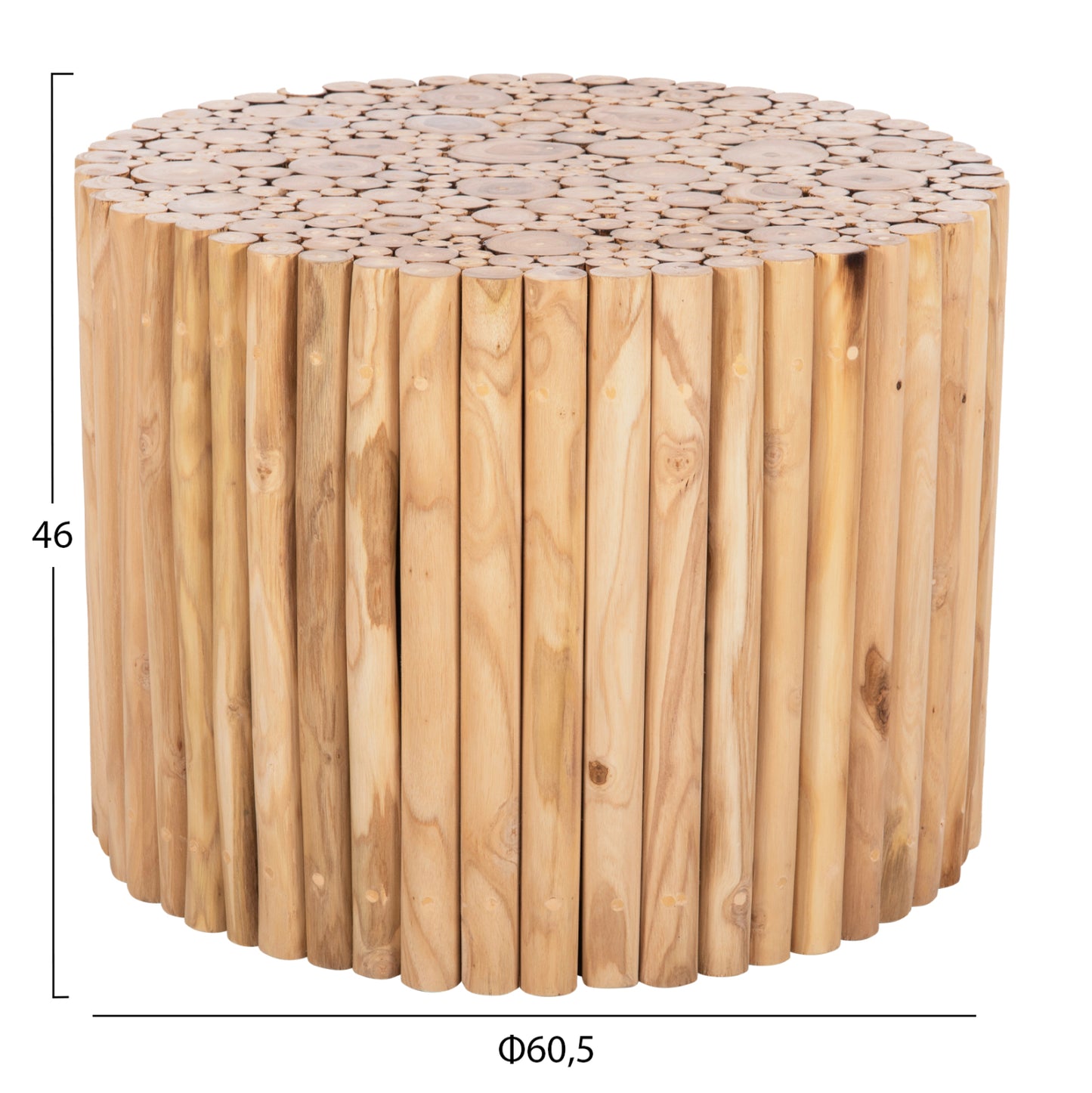 Coffee Table Round Cooter Hm9864 Teak Branches- Natural Φ60,5x46hcm.