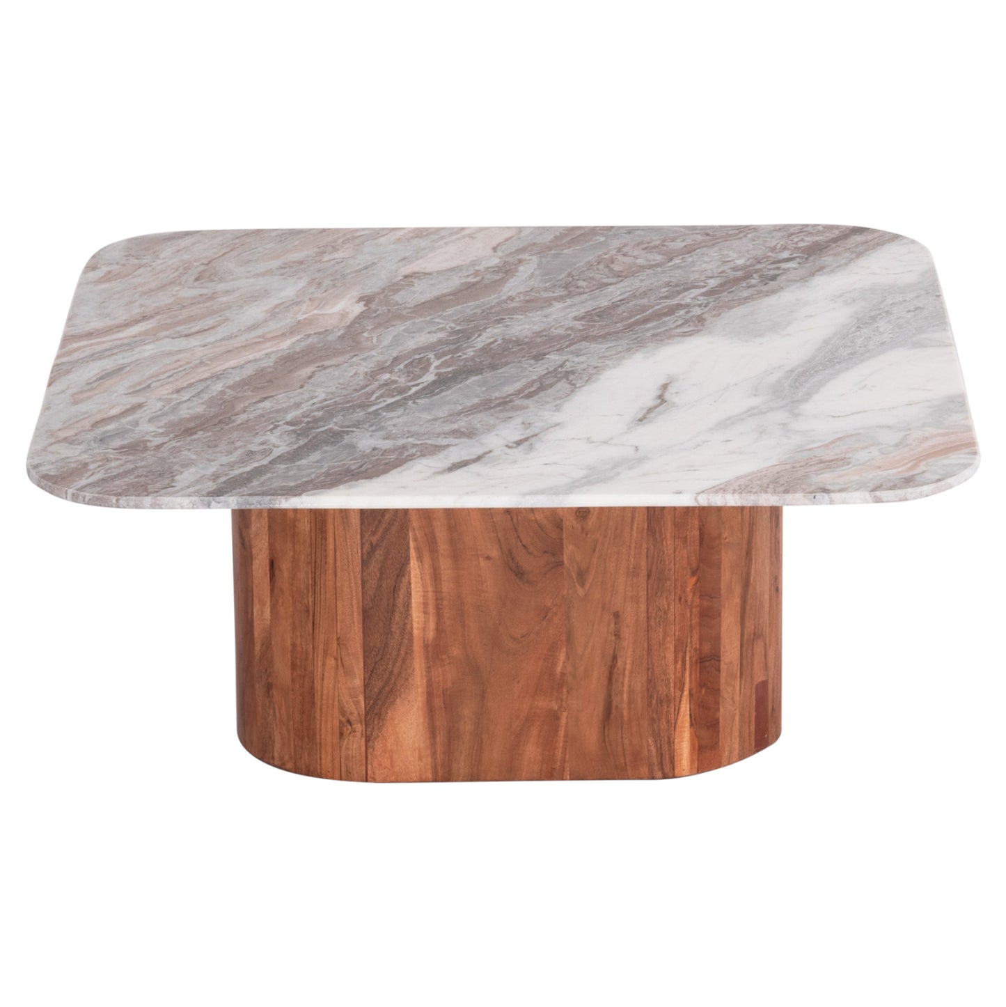 Coffee Table Square Volti Hm18000 Grey Marble-acacia Wood 100.5x100.5x40hcm.