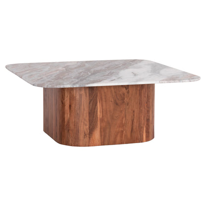 Coffee Table Square Volti Hm18000 Grey Marble-acacia Wood 100.5x100.5x40hcm.