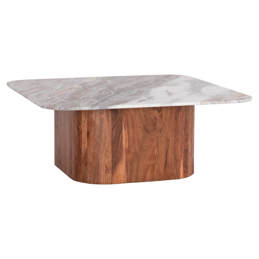 Coffee Table Square Volti Hm18000 Grey Marble-acacia Wood 100.5x100.5x40hcm.