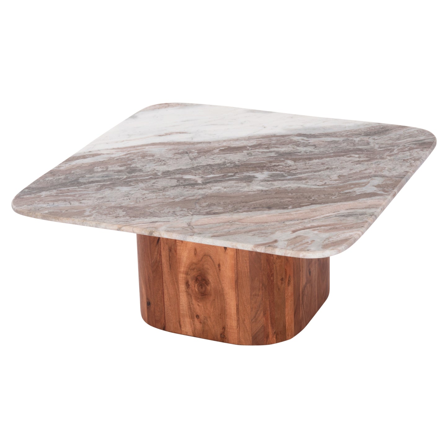 Coffee Table Square Volti Hm18001 Grey Marble-acacia Wood 80.5x80.5x37hcm.